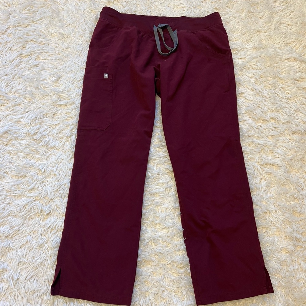 Figs scrub pants burgundy maroon large petite